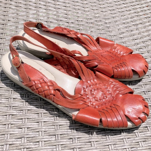 Softspots Shoes - Softspots | Red Leather Huarache Sandals | 11